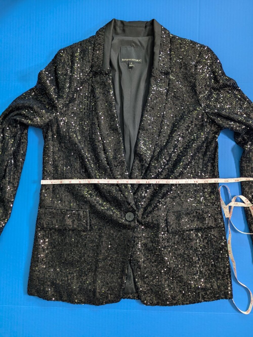 NWOT Banana Republic Soft Sequin Blazer Jacket, Black, Size 6 - Picture 7 of 15